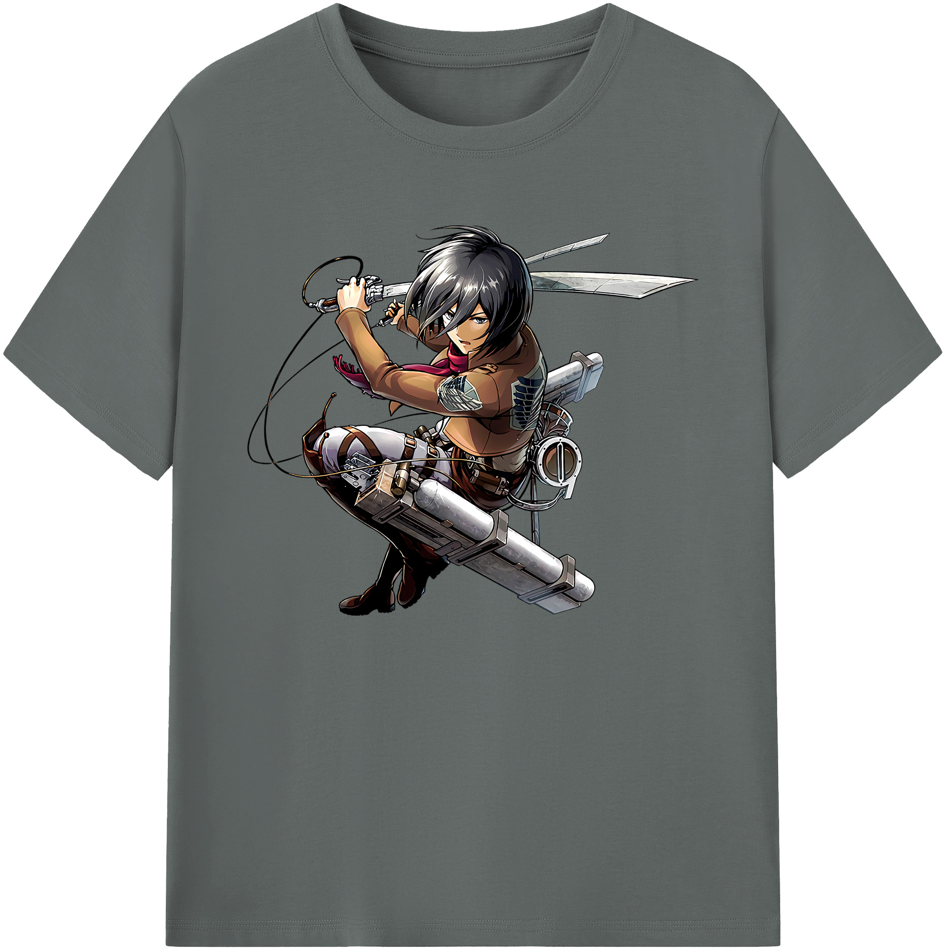 （画像用） 進撃の巨人 ミカサ·アッカーマン Attack on Titan Mikasa Ackerman 綿100％ メンズ半袖Tシャツ｜肌触りやわらか＆通気性